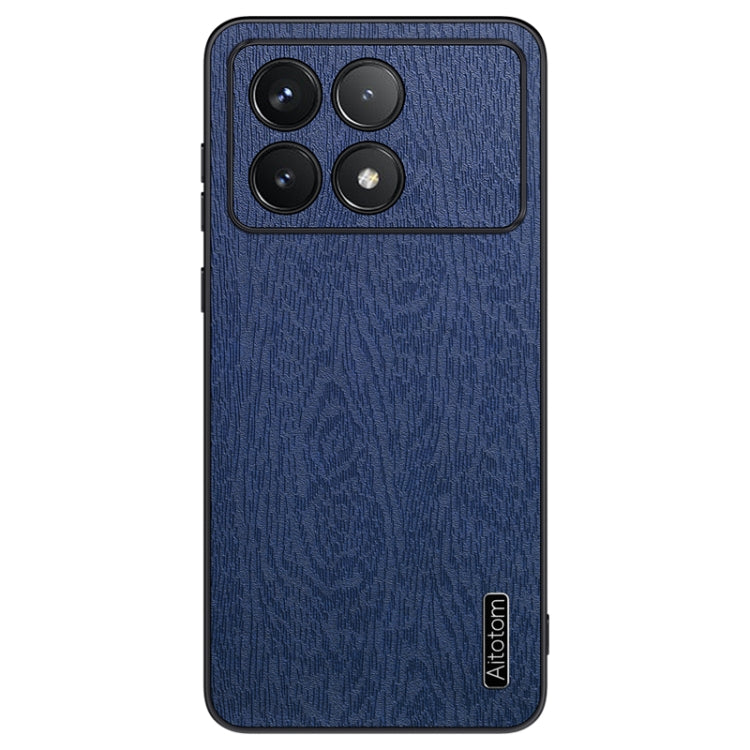 For Xiaomi Redmi K70 Tree Bark Leather Shockproof Phone Case(Blue)