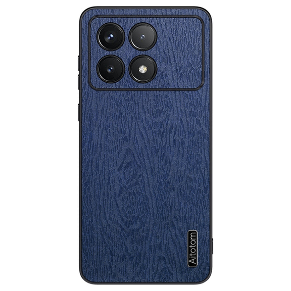 For Xiaomi Redmi K70 Tree Bark Leather Shockproof Phone Case(Blue)
