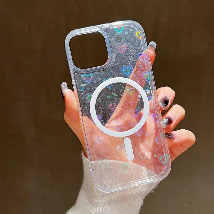 For iPhone 12 Pro Max Laser Love MagSafe TPU Phone Case(Transparent)
