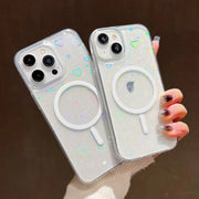 For iPhone 15 Pro Max Laser Love MagSafe TPU Phone Case(Transparent)