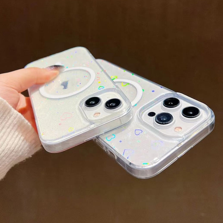 For iPhone 13 Laser Love MagSafe TPU Phone Case(Transparent)