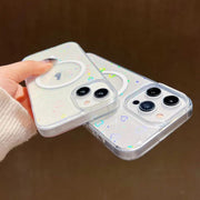 For iPhone 15 Pro Max Laser Love MagSafe TPU Phone Case(Transparent)