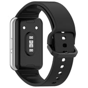 For Samsung Galaxy Fit 3 Solid Color Colorful Buckle Silicone Watch Band(Black)