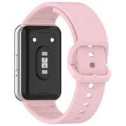 For Samsung Galaxy Fit 3 Solid Color Colorful Buckle Silicone Watch Band(Pink)