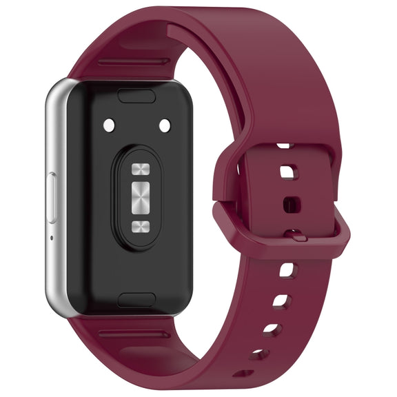 For Samsung Galaxy Fit 3 Solid Color Colorful Buckle Silicone Watch Band(Wine Red)