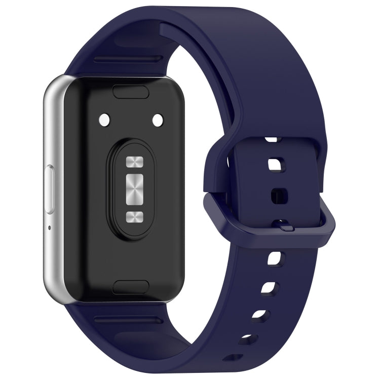 For Samsung Galaxy Fit 3 Solid Color Colorful Buckle Silicone Watch Band(Dark Blue)