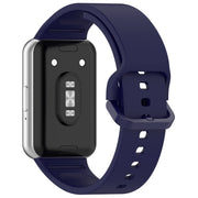 For Samsung Galaxy Fit 3 Solid Color Colorful Buckle Silicone Watch Band(Dark Blue)