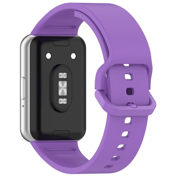 For Samsung Galaxy Fit 3 Solid Color Colorful Buckle Silicone Watch Band(Purple)