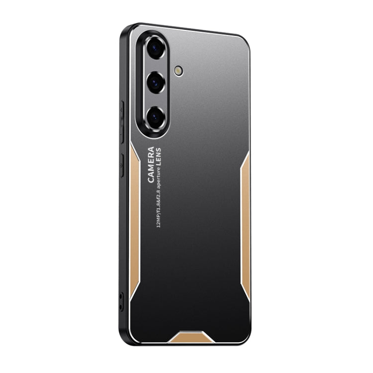 For Samsung Galaxy S25+ 5G Blade Series TPU Hybrid Metal Phone Case(Gold)