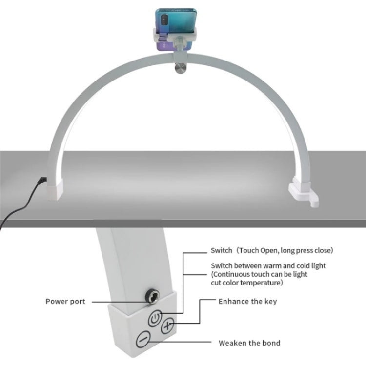 M12X Foldable LED Half Moon Lamp Touch Control Nail Art Lamp, Length: 56cm(EU Plug)