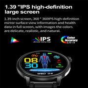 ET470 1.39 inch Color Screen Smart Watch Leather Strap, Support Bluetooth Call / ECG(Black)