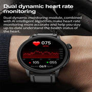 ET470 1.39 inch Color Screen Smart Watch Leather Strap, Support Bluetooth Call / ECG(Black)