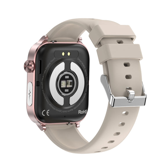 ET570 1.96 inch Color Screen Smart Watch Silicone Strap, Support Bluetooth Call / ECG(Beige)