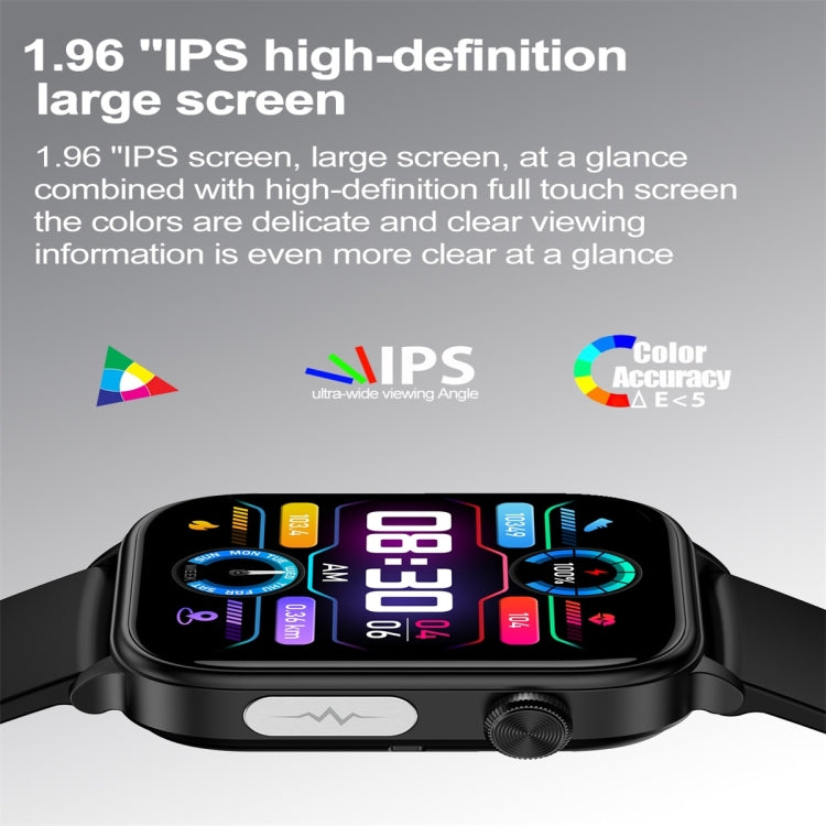 ET570 1.96 inch Color Screen Smart Watch Silicone Strap, Support Bluetooth Call / ECG(Beige)