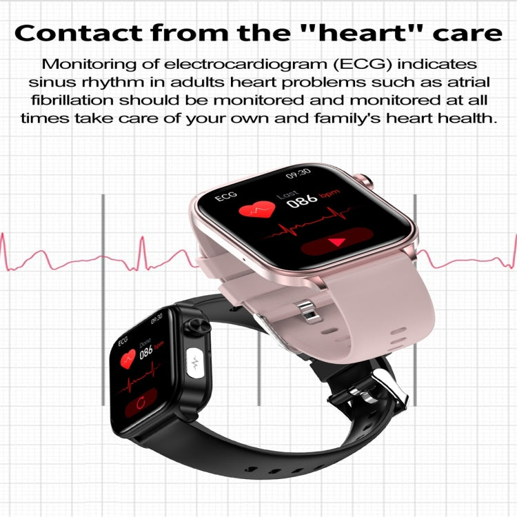 ET570 1.96 inch Color Screen Smart Watch Silicone Strap, Support Bluetooth Call / ECG(Beige)