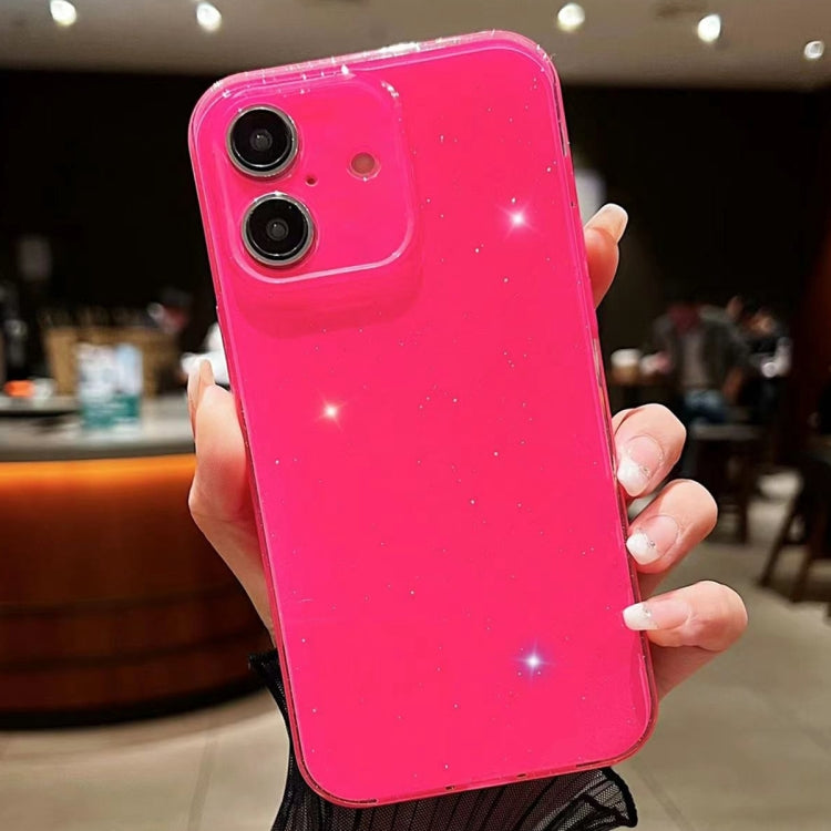 For iPhone 16 Plus Jelly Glitter Solid Color TPU Phone Case(Rose Red)