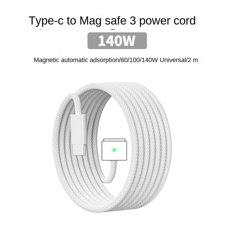 US Plug 140W USB-C PD Power Adapter with Type-C to Magsafe3 Magnetic Charging Cable, Length: 2 m