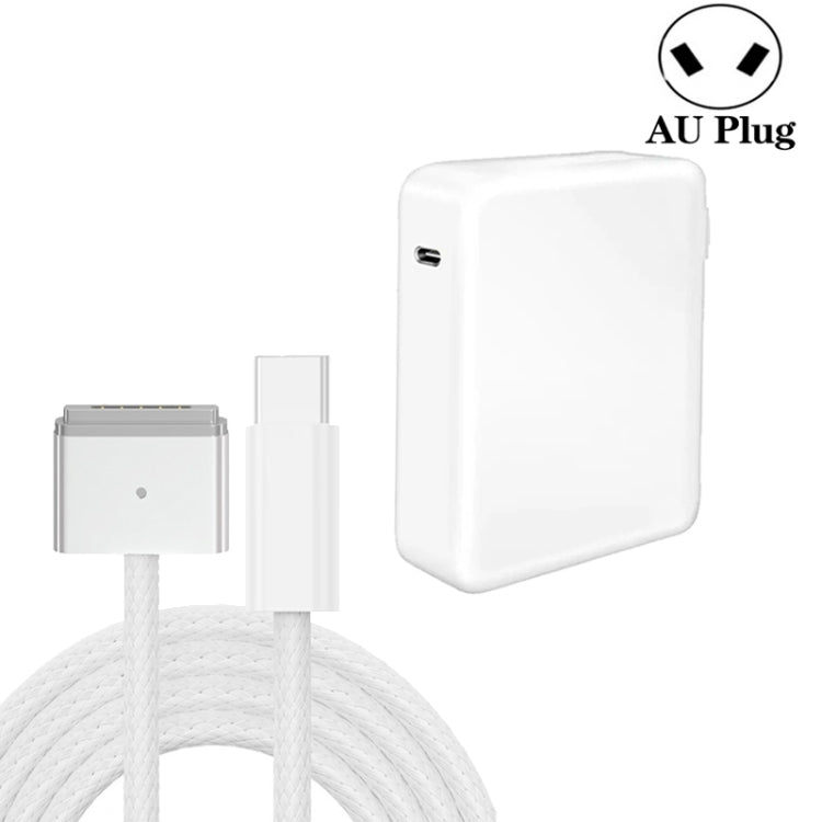 AU Plug 140W USB-C PD Power Adapter with Type-C to Magsafe3 Magnetic Charging Cable, Length: 2 m