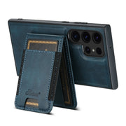 For Samsung Galaxy S22 Ultra 5G Suteni H17 Oil Eax Leather Detachable Wallet Phone Case(Blue)
