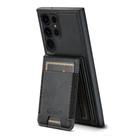 For Samsung Galaxy S24 Ultra 5G Suteni H17 Oil Eax Leather MagSafe Detachable Wallet Phone Case(Black)