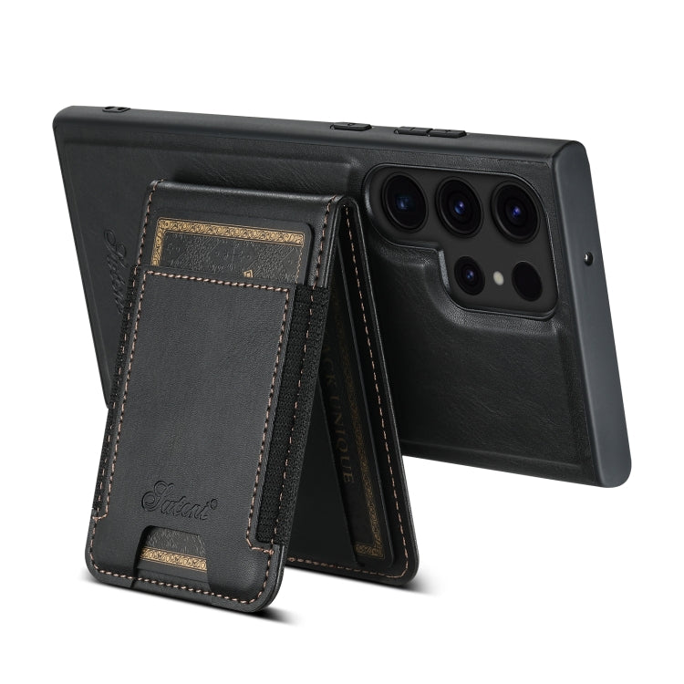 For Samsung Galaxy S24 Ultra 5G Suteni H17 Oil Eax Leather MagSafe Detachable Wallet Phone Case(Black)
