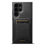 For Samsung Galaxy S24 Ultra 5G Suteni H17 Oil Eax Leather MagSafe Detachable Wallet Phone Case(Black)