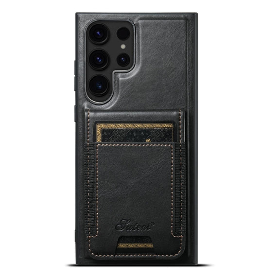 For Samsung Galaxy S24 Ultra 5G Suteni H17 Oil Eax Leather MagSafe Detachable Wallet Phone Case(Black)
