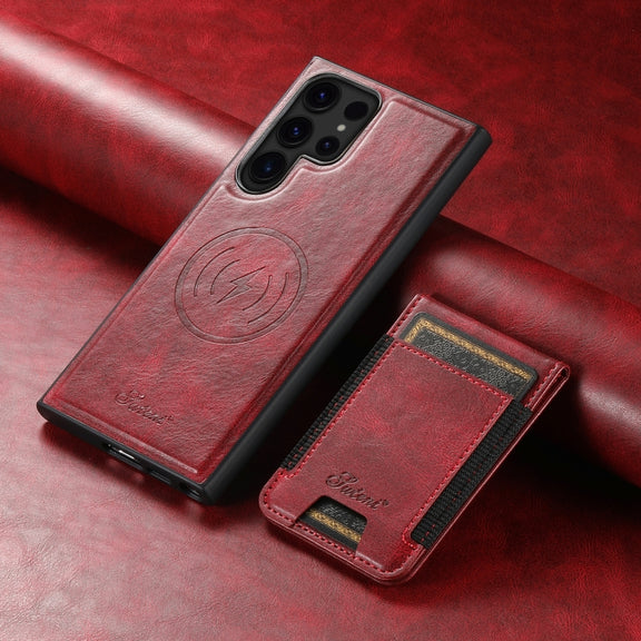 For Samsung Galaxy S24 Ultra 5G Suteni H17 Oil Eax Leather MagSafe Detachable Wallet Phone Case(Red)