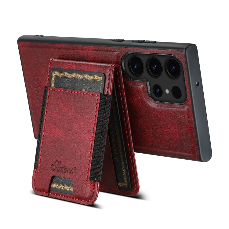 For Samsung Galaxy S24 Ultra 5G Suteni H17 Oil Eax Leather MagSafe Detachable Wallet Phone Case(Red)
