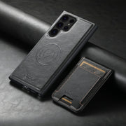 For Samsung Galaxy S23 Ultra 5G Suteni H17 Oil Eax Leather MagSafe Detachable Wallet Phone Case(Black)