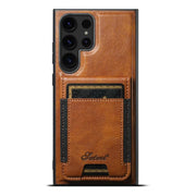For Samsung Galaxy S25 Ultra 5G Suteni H17 Oil Eax Leather MagSafe Detachable Wallet Phone Case(Brown)