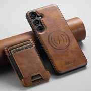 For Samsung Galaxy S25+ 5G Suteni H17 Oil Eax Leather MagSafe Detachable Wallet Phone Case(Brown)