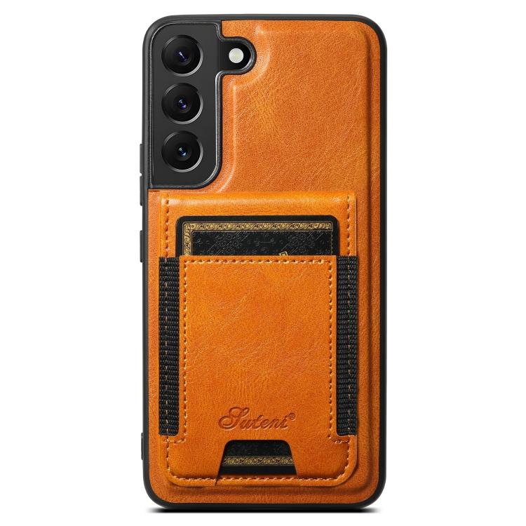 For Samsung Galaxy S25+ 5G Suteni H17 Oil Eax Leather MagSafe Detachable Wallet Phone Case(Khaki)