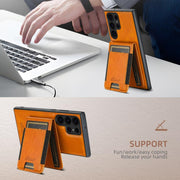 For Samsung Galaxy S25+ 5G Suteni H17 Oil Eax Leather MagSafe Detachable Wallet Phone Case(Khaki)