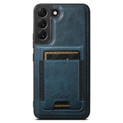 For Samsung Galaxy S25+ 5G Suteni H17 Oil Eax Leather MagSafe Detachable Wallet Phone Case(Blue)