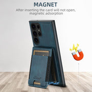 For Samsung Galaxy S25+ 5G Suteni H17 Oil Eax Leather MagSafe Detachable Wallet Phone Case(Blue)