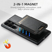 For Samsung Galaxy S25 5G Suteni H17 Oil Eax Leather MagSafe Detachable Wallet Phone Case(Black)