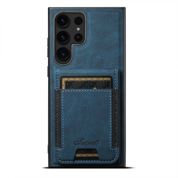 For Samsung Galaxy S24 Ultra 5G Suteni H17 Litchi Texture Leather MagSafe Detachable Wallet Phone Case(Blue)