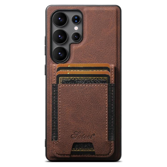 For Samsung Galaxy S25 Ultra 5G Suteni H17 Litchi Texture Leather MagSafe Detachable Wallet Phone Case(Brown)