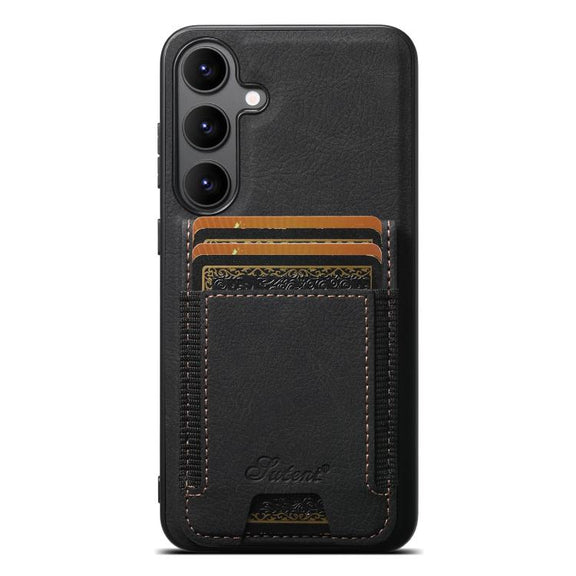 For Samsung Galaxy S25+ 5G Suteni H17 Litchi Texture Leather MagSafe Detachable Wallet Phone Case(Black)