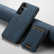 For Samsung Galaxy S25 5G Suteni H17 Litchi Texture Leather MagSafe Detachable Wallet Phone Case(Blue)