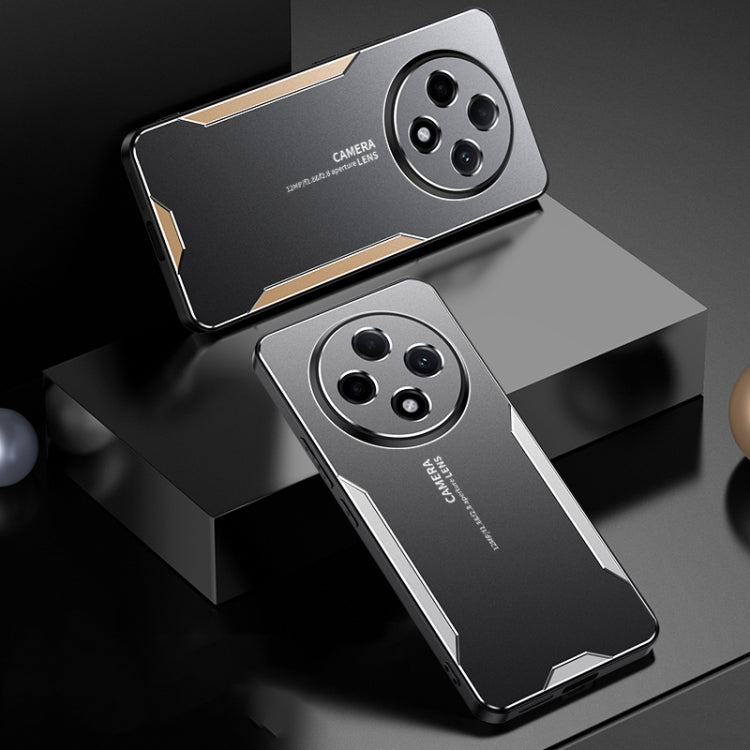 For OPPO A3 Pro Blade Series TPU Hybrid Metal Phone Case(Gold)