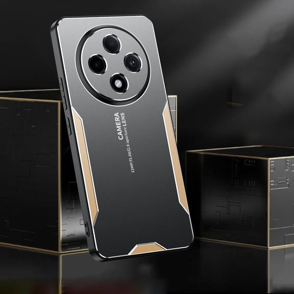 For OPPO A3 Pro Blade Series TPU Hybrid Metal Phone Case(Gold)