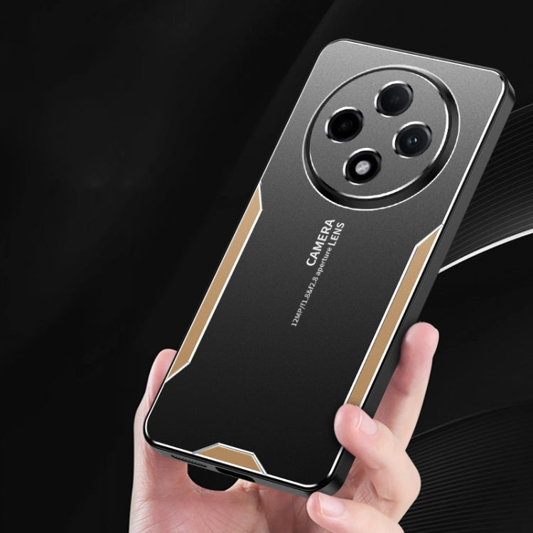 For OPPO A3 Pro Blade Series TPU Hybrid Metal Phone Case(Gold)