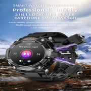 T96 1.52 inch Amoled Screen 2 in 1 Bluetooth Earphone Smart Watch(Blue)
