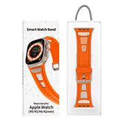 For  Apple Watch Series 9 45mm Breathable Stainless Steel Mesh TPU Watch Band(Orange Titanium)