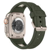 For  Apple Watch Series 9 45mm Breathable Stainless Steel Mesh TPU Watch Band(Green Titanium)