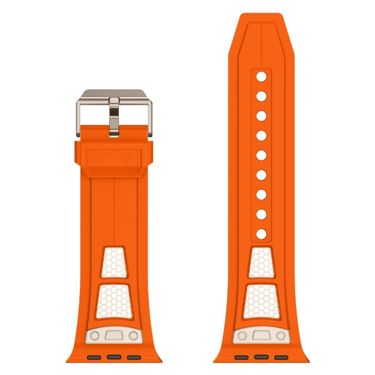 For Apple Watch SE 2022 44mm Breathable Stainless Steel Mesh TPU Watch Band(Orange Titanium)