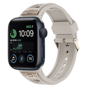 For Apple Watch SE 2022 44mm Breathable Stainless Steel Mesh TPU Watch Band(Starlight Titanium)