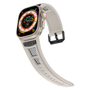 For Apple Watch Series 7 45mm Breathable Stainless Steel Mesh TPU Watch Band(Starlight Black)
